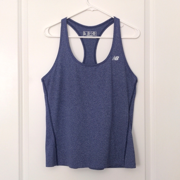 New Balance Heathered Jersey NB Dry Racerback Tank Cloud Heather size Large - Picture 2 of 10